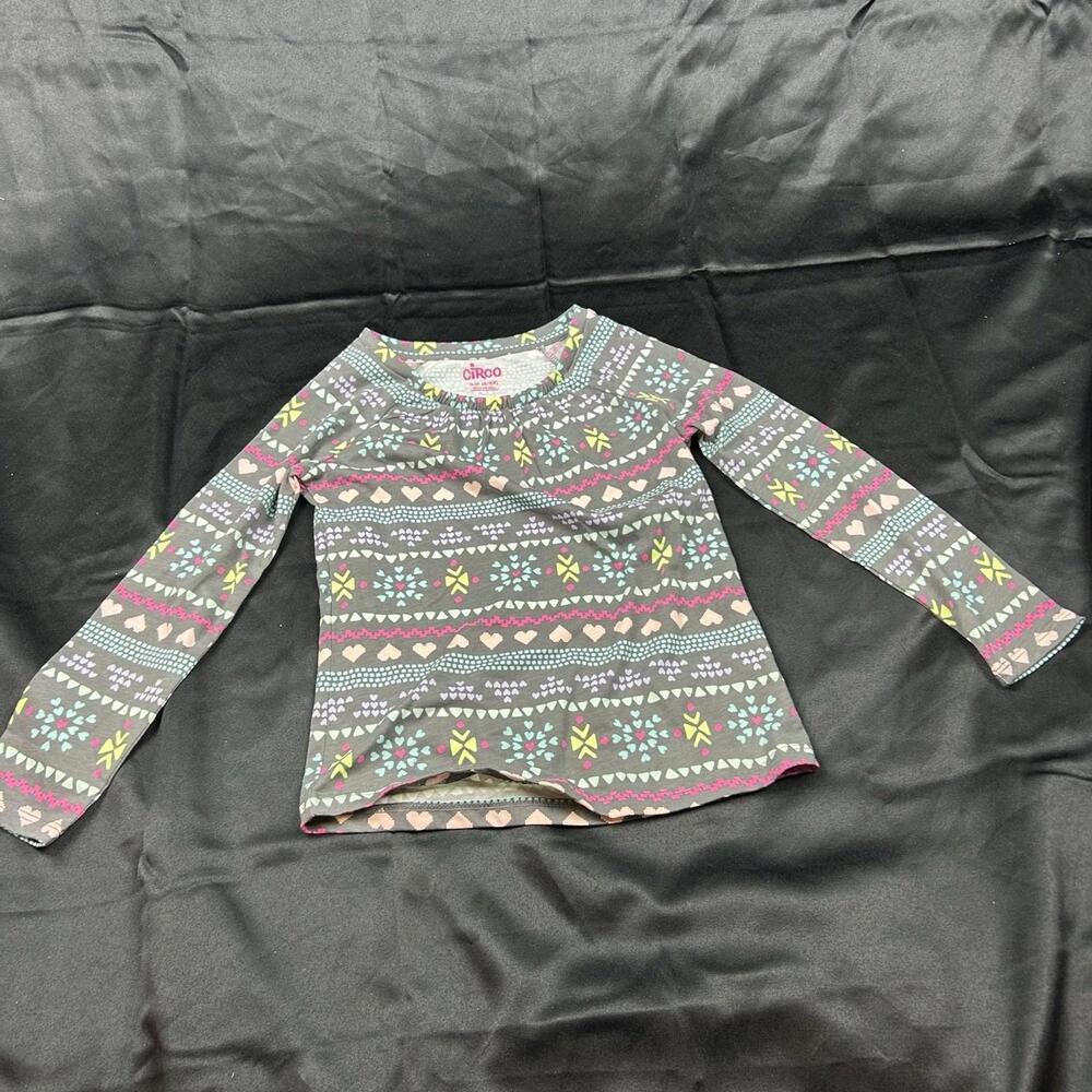 Circo Girls Gray Long Sleeve Shirt Colorful Print Top‎ Size 6Y